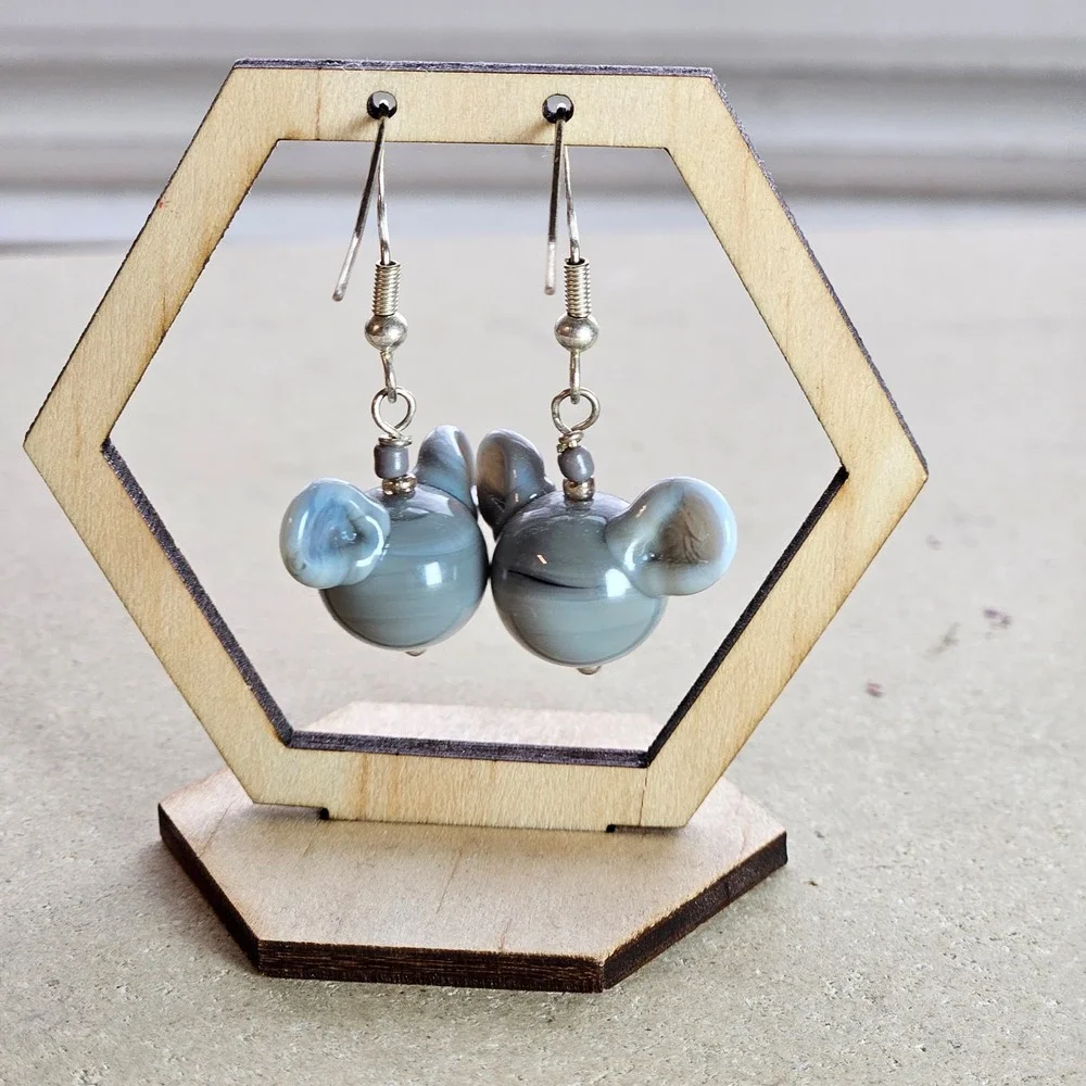 Handmade Koala Bear Glass Drop Earrings Grey Animal Novelty‎ Jewelry Australia